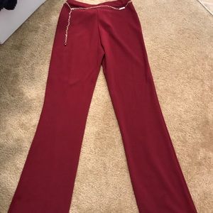 Burgundy Pants with Chain